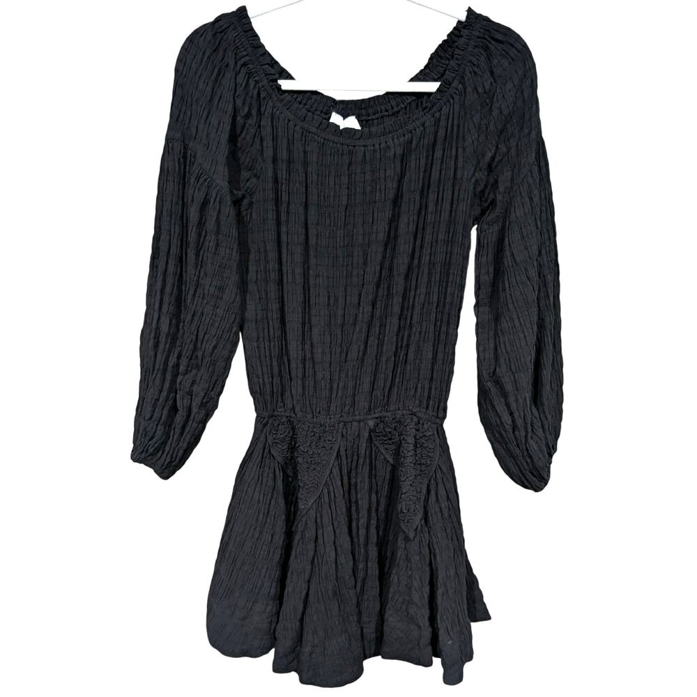 NWT Lucca Sandrine Drop Waist Dress Black Boho Long Sleeve S